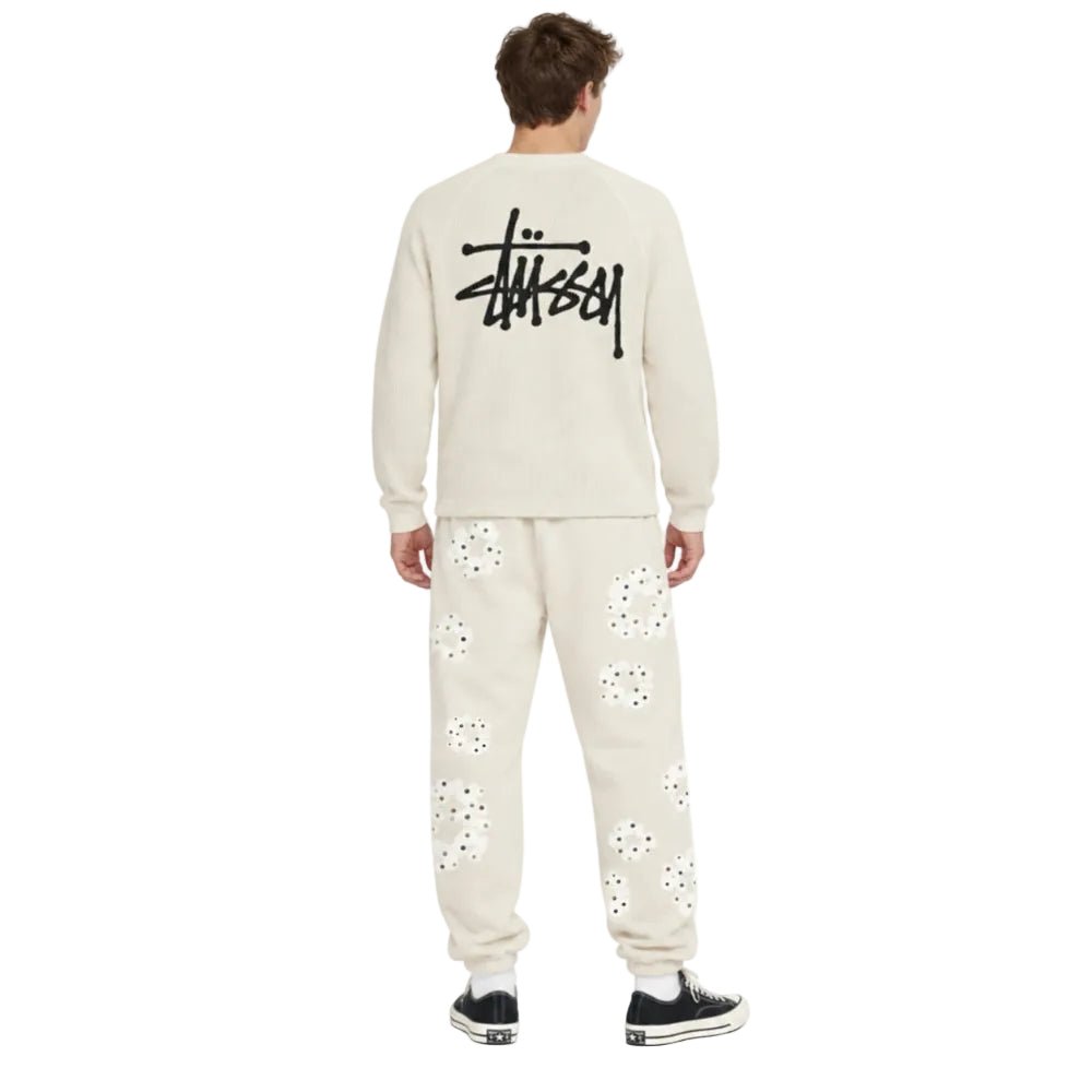 Denim Tears Rhinestone Cotton Wreath Sweatpants Oatmeal - AFewVibe