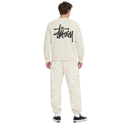 Denim Tears Rhinestone Cotton Wreath Sweatpants Oatmeal - AFewVibe
