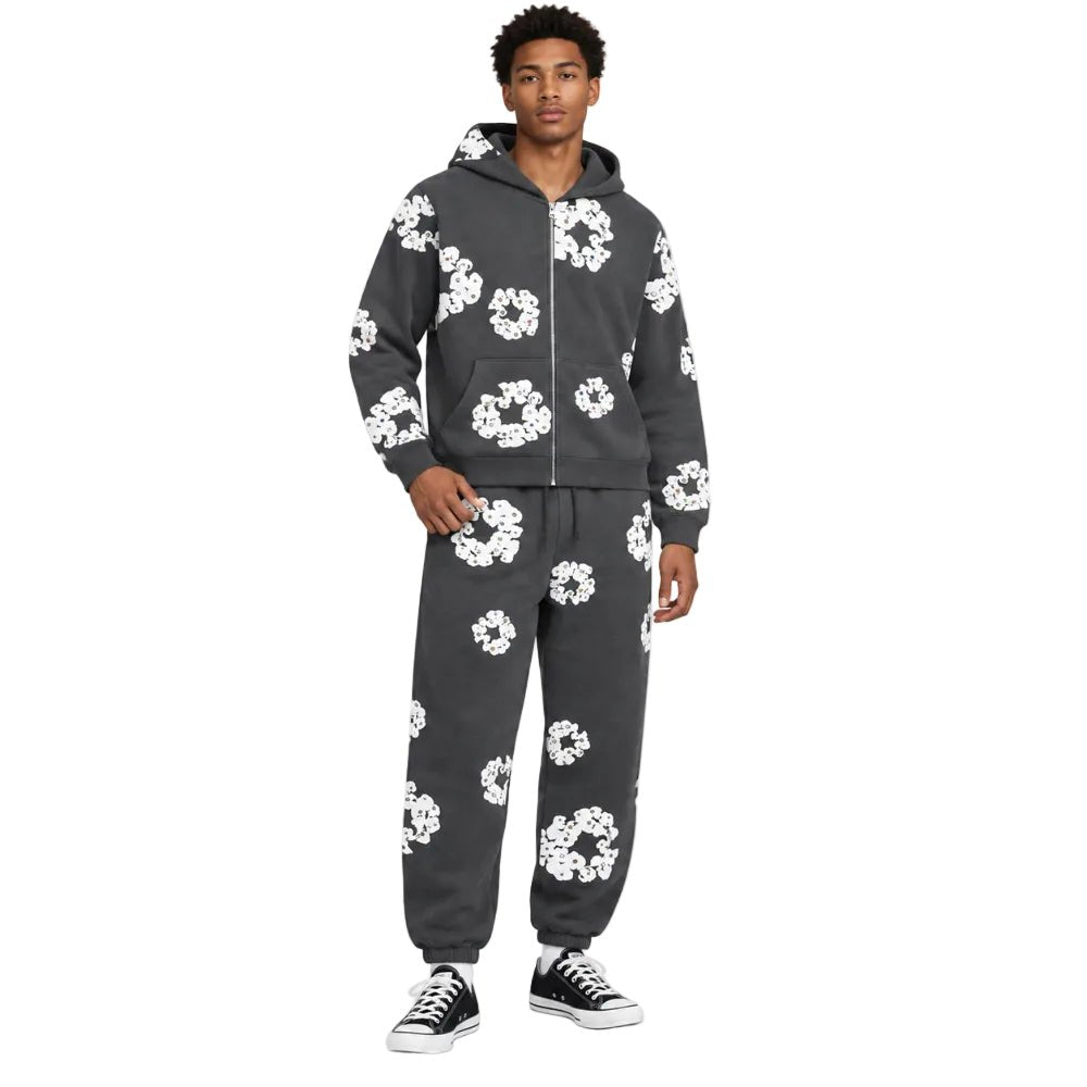 Denim Tears Rhinestone Cotton Wreath Sweatpants Vintage Black - AFewVibe
