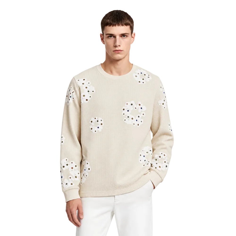 Denim Tears Rhinestone Wreath Thermal Oatmeal - AFewVibe