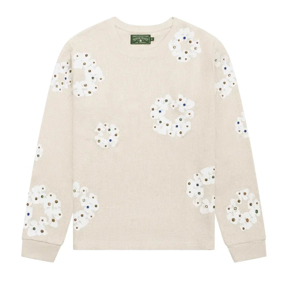 Denim Tears Rhinestone Wreath Thermal Oatmeal - Afewvibe