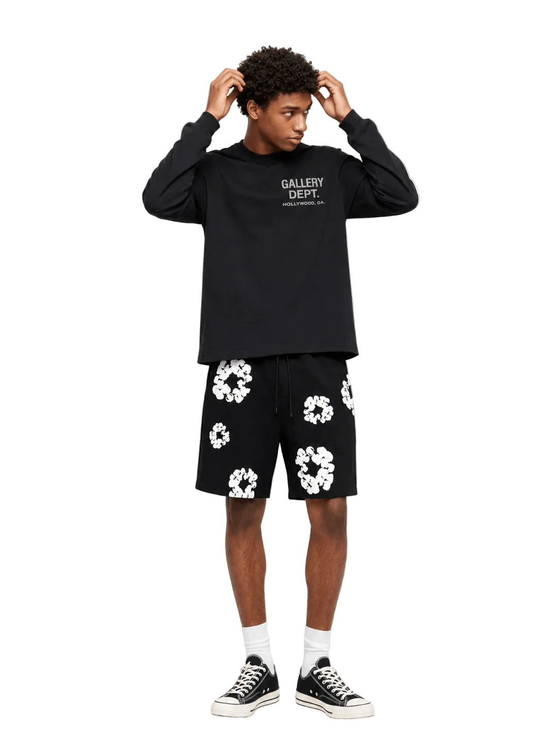 Denim Tears The Cotton Wreath Shorts Black - AFewVibe