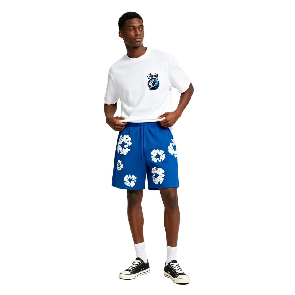 Denim Tears The Cotton Wreath Shorts Royal Blue - AFewVibe
