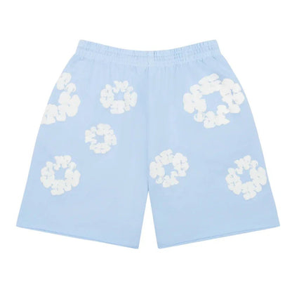 Denim Tears The Cotton Wreath Sweat Shorts Powder Blue - Afewvibe