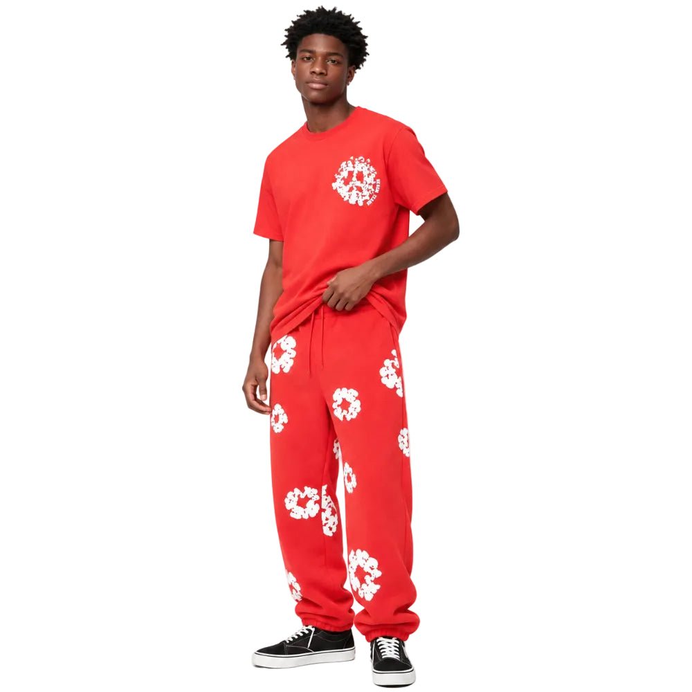 Denim Tears The Cotton Wreath Sweatpant Red - AFewVibe