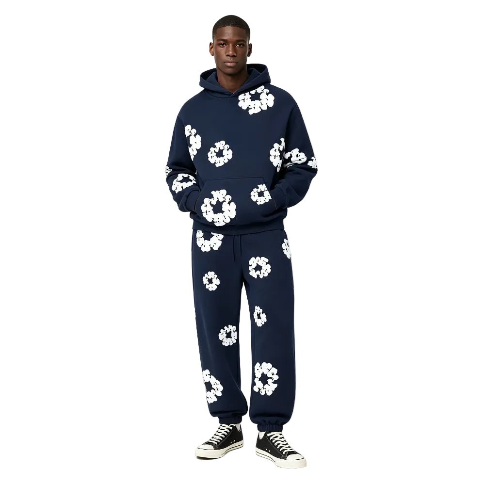 Denim Tears The Cotton Wreath Sweatpants Navy - AFewVibe