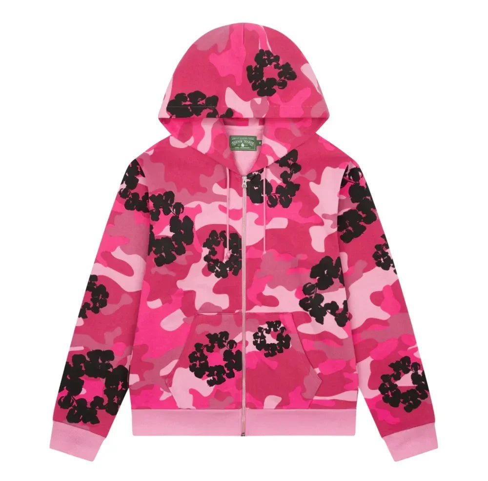 Denim Tears The Cotton Wreath Zip Sweatshirt Pink Camo - Afewvibe