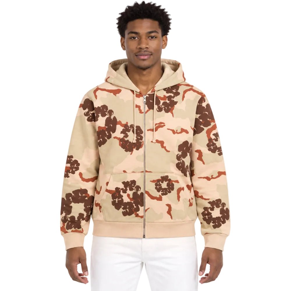 Denim Tears The Cotton Wreath Zip Sweatshirt Tan Camo - AFewVibe