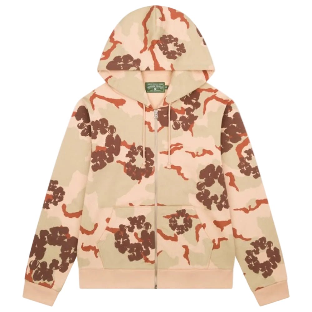 Denim Tears The Cotton Wreath Zip Sweatshirt Tan Camo - AFewVibe