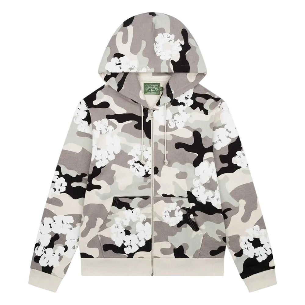Denim Tears The Cotton Wreath Zip Sweatshirt White Camo - AFewVibe