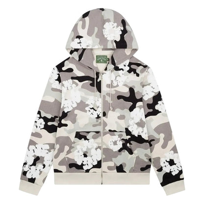 Denim Tears The Cotton Wreath Zip Sweatshirt White Camo - AFewVibe