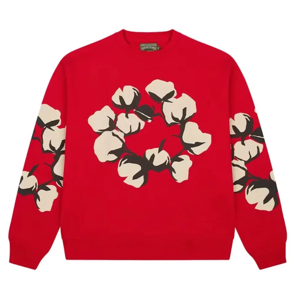 Denim Tears X Cactus Plant Flea Market Cactus Tears Crewneck Red - Afewvibe