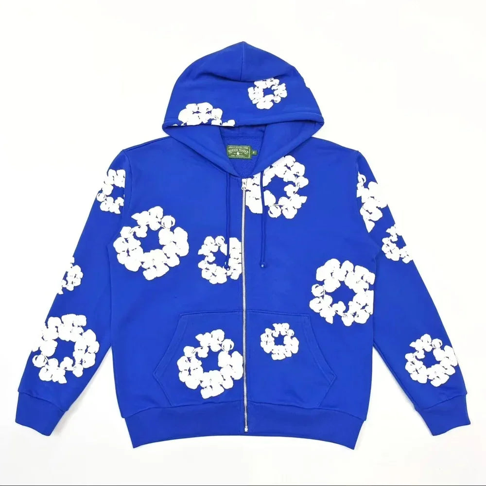 Denim Tears Cotton Wreath Zip Hoodie Blue – AFV Clothes