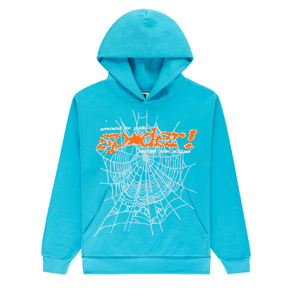 Sp5der Punk V2 Hoodie Cyan