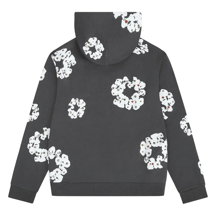 Denim Tears Rhinestone Wreath Zip Hoodie Vintage Black - AFV Clothes