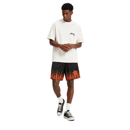 Eric Emanuel EE Basic Core Burning Flames Short Black Red - AFewVibe