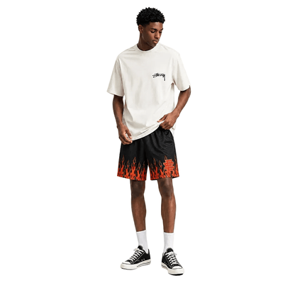 Eric Emanuel EE Basic Core Burning Flames Short Black Red - AFewVibe