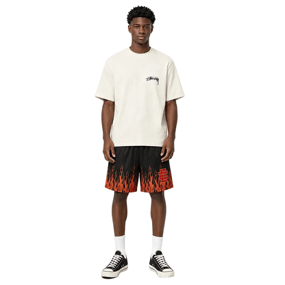 Eric Emanuel EE Basic Core Burning Flames Short Black Red - AFewVibe