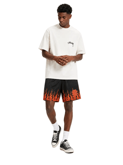 Eric Emanuel EE Basic Core Burning Flames Short Black Red - AFewVibe