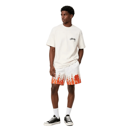 Eric Emanuel EE Basic Core Burning Flames Short Off White Red - AFewVibe