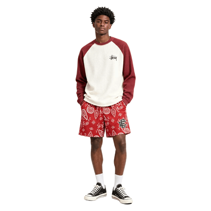 Eric Emanuel EE Basic Paisley Shorts Red White SS23 - AFewVibe