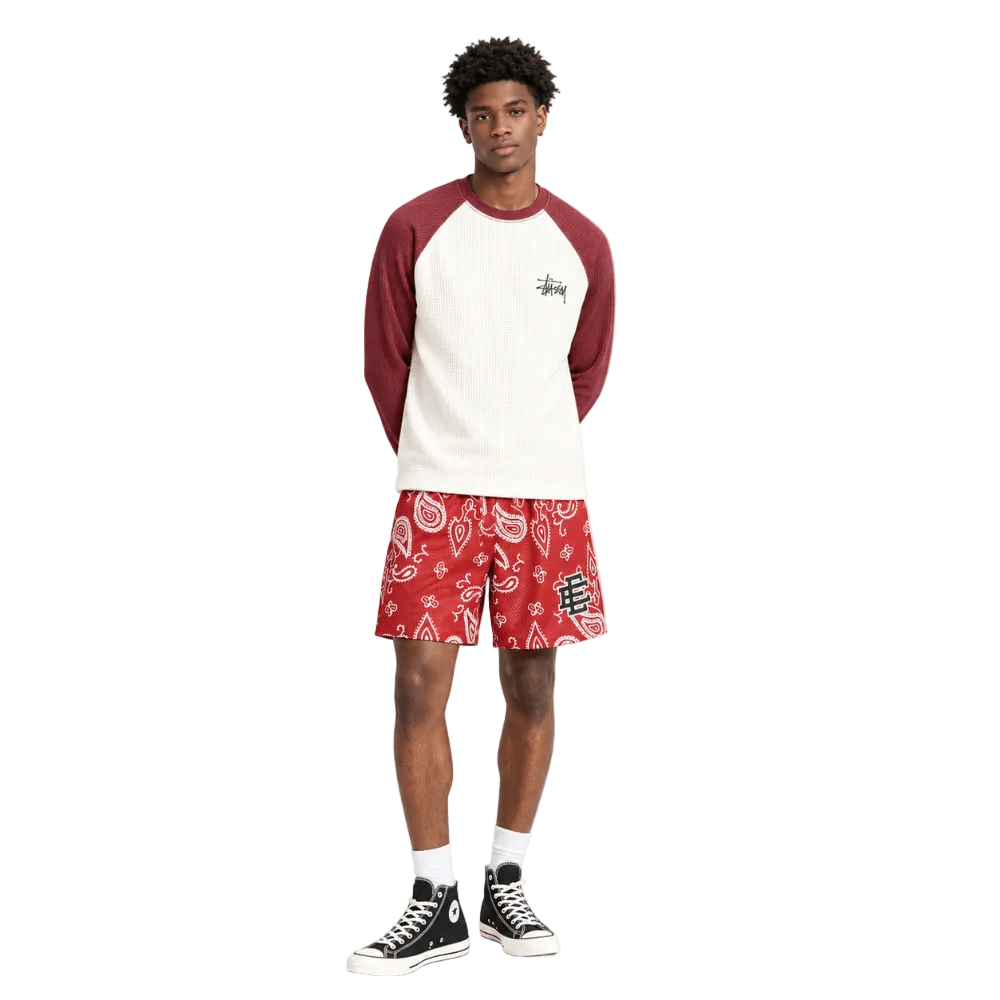 Eric Emanuel EE Basic Paisley Shorts Red White SS23 - AFewVibe