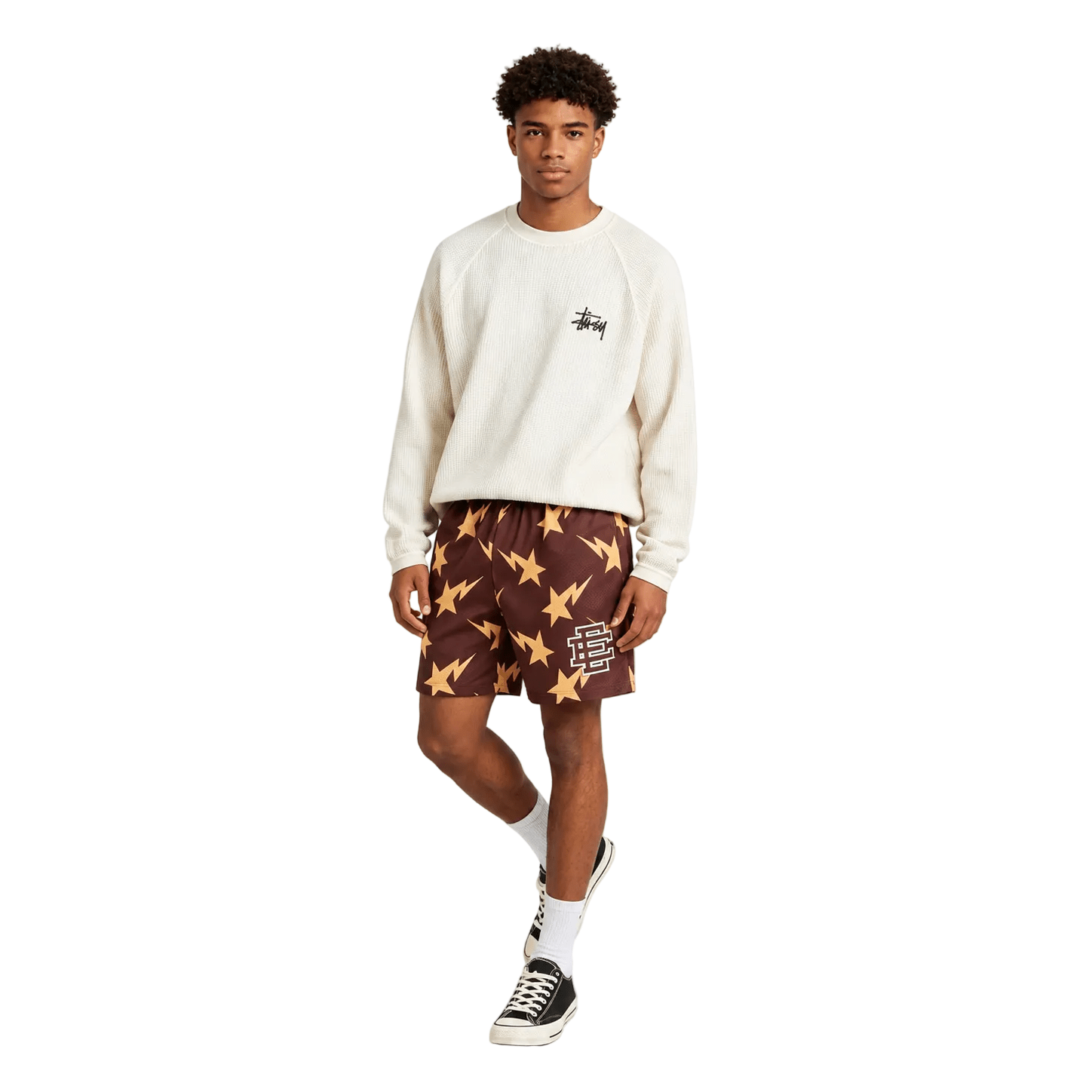 Eric Emanuel x BAPE Miami Basic Core Short Brown Yellow - AFewVibe