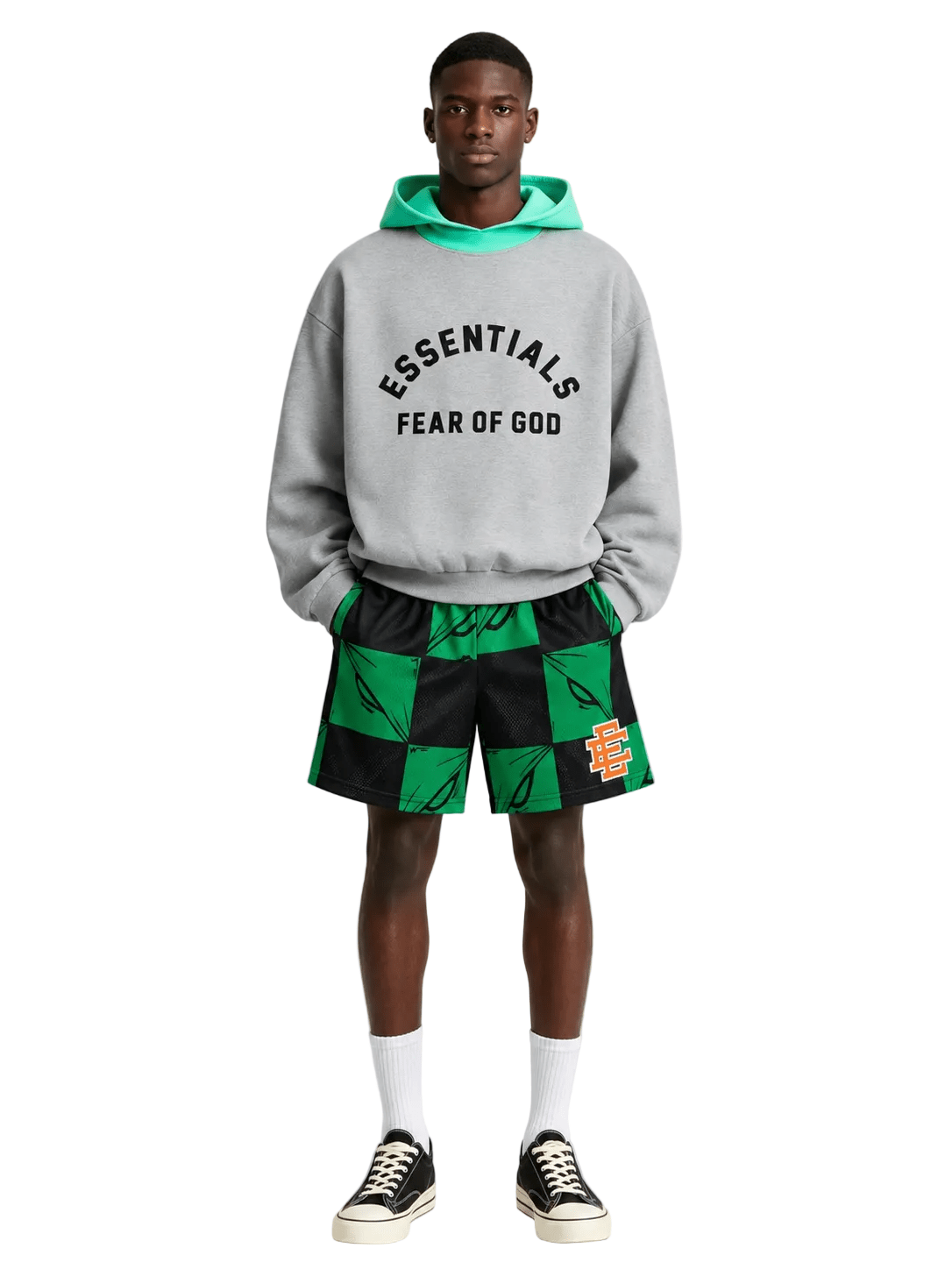 Eric Emanuel x Matty Boy EE Shorts 99 Eyes Slime/Orange - AFewVibe