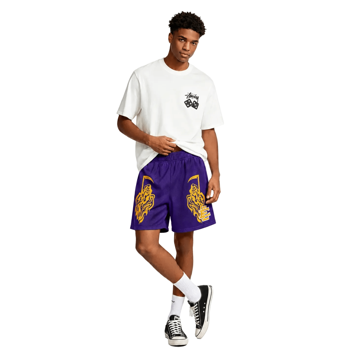 Eric Emanuel x Warren Lotas Short Purple Yellow - AFewVibe