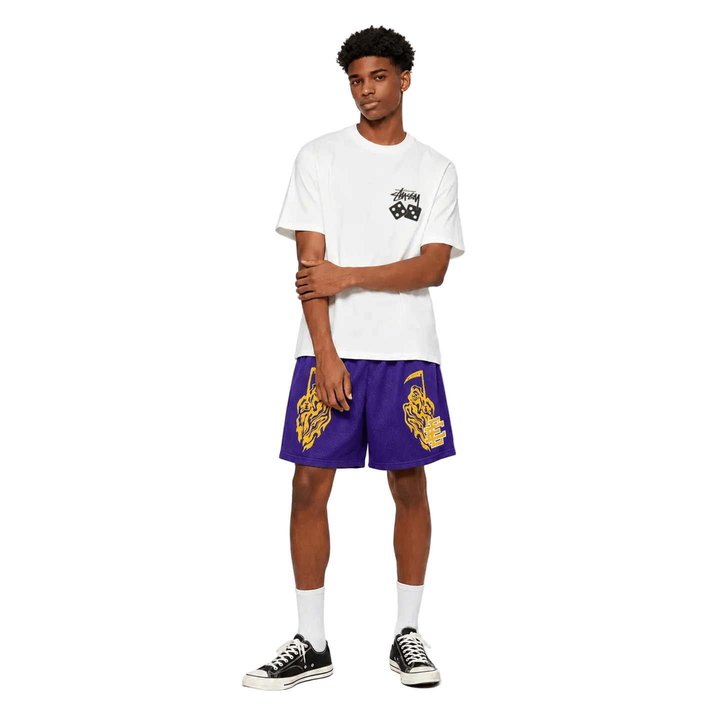 Eric Emanuel x Warren Lotas Short Purple Yellow - AFewVibe