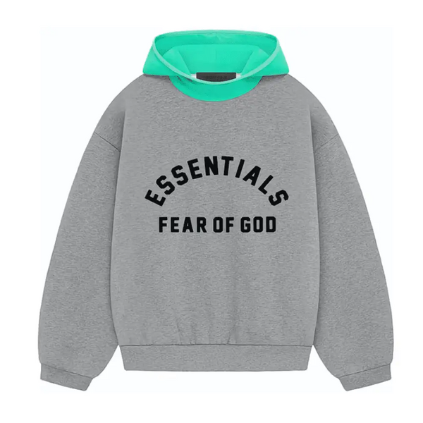 Fear of God Essentials SS24 Nylon Fleece Hoodie Dark Heather Oatmeal/Mint Leaf