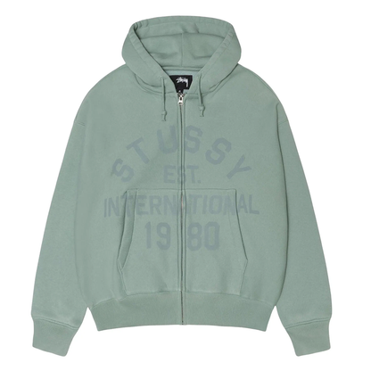 Stussy Established Zip Hoodie Grey Green