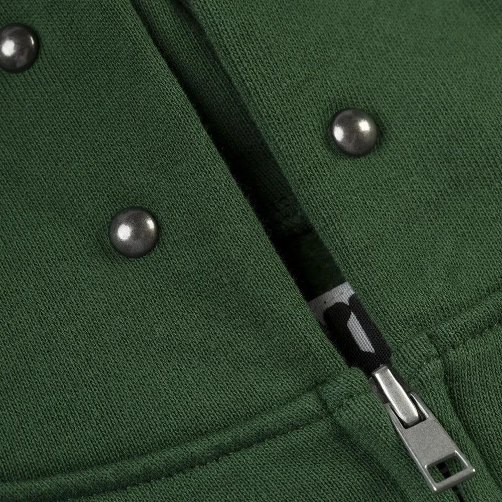 Sp5der Og Web Studded Zip Hoodie Green – AFV Clothes