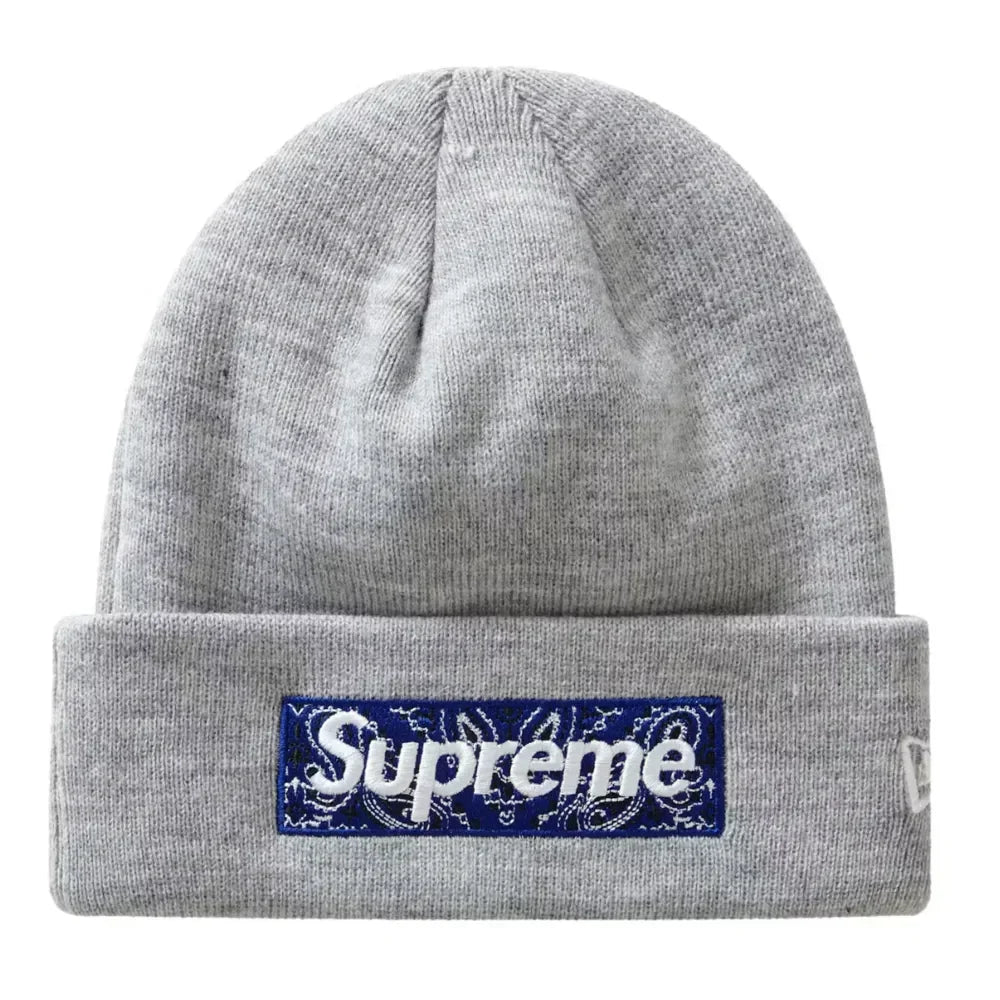 Supreme New Era Box Logo Beanie FW19 Heather Grey - AFV Clothes