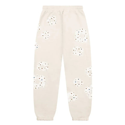 Denim Tears Rhinestone Cotton Wreath Sweatpants Oatmeal - AFV Clothes