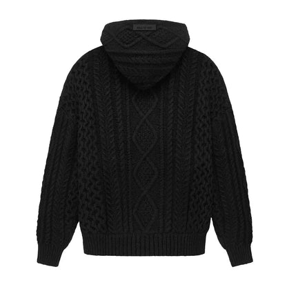 Fear of God Essentials Cable Knit Hoodie Jet Black - Afewvibe