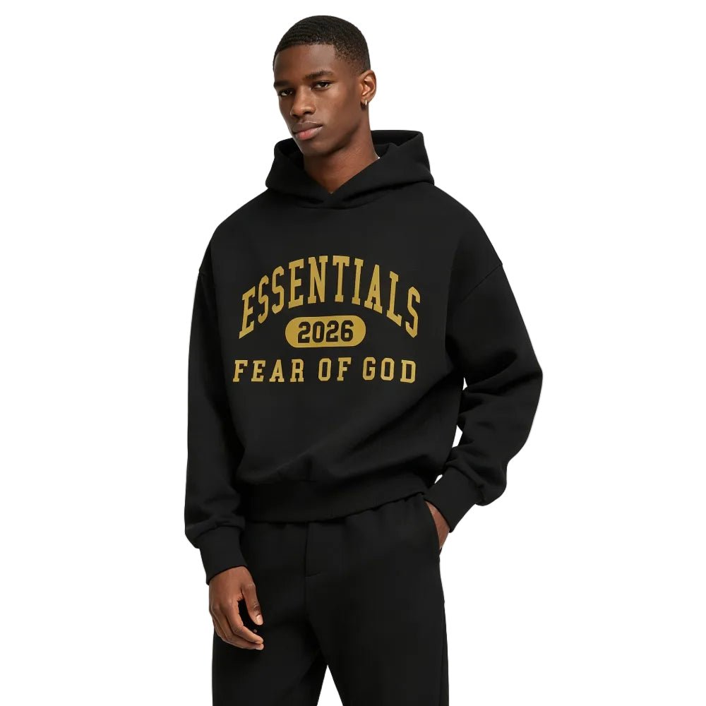 Fear of God Essentials Classic Fleece Hoodie Vintage Black – AFewVibe