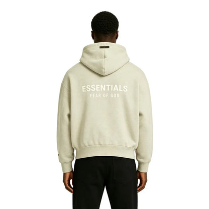 Fear of God Essentials Classic FullZip Hoodie Heather Stone - Afewvibe