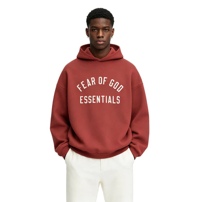 Fear of God Essentials Fleece Hoodie Crimson - AFewVibe