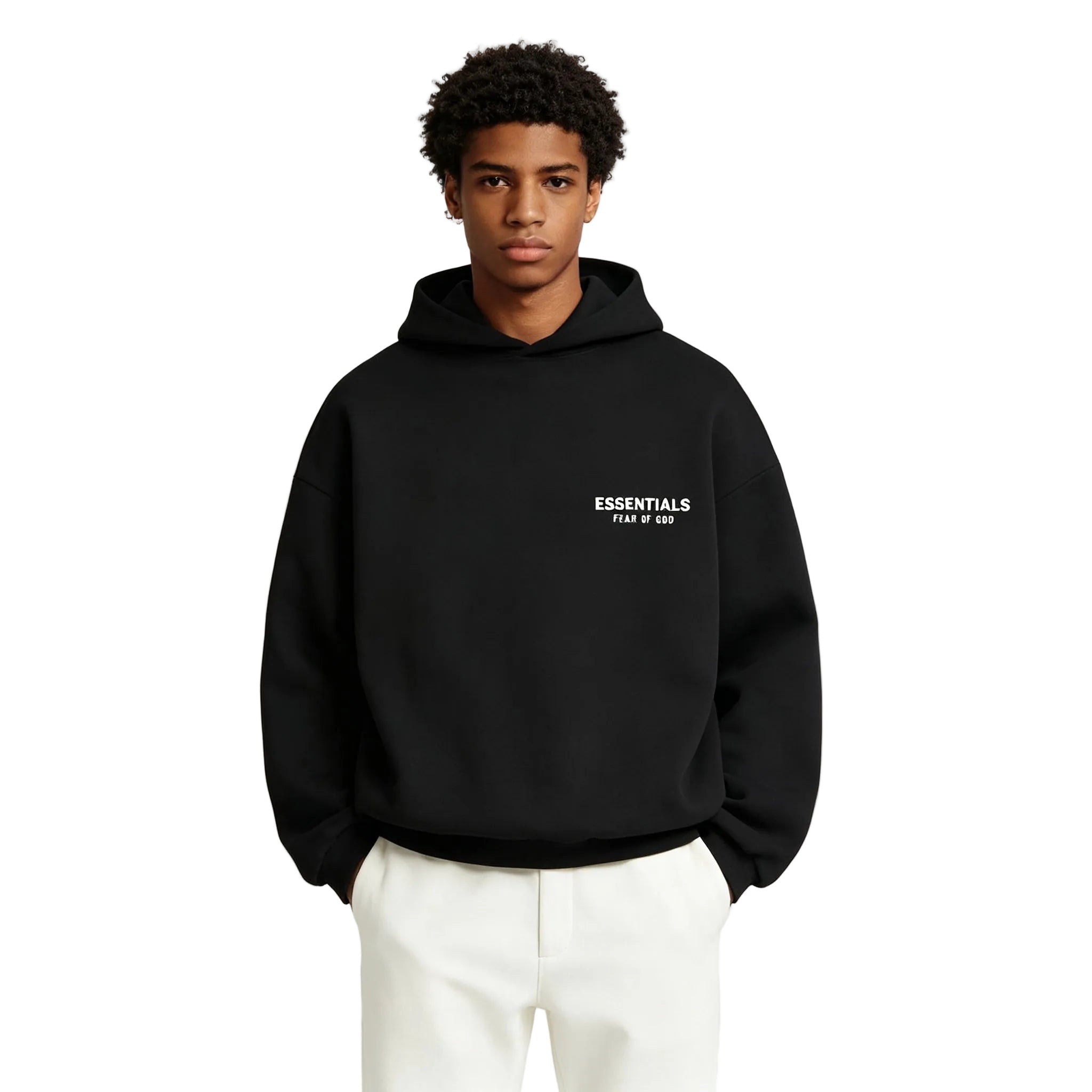 Fear of God Essentials Fleece Hoodie II Black FW24 - Afewvibe