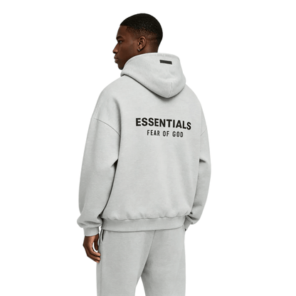 Fear of God Essentials Fleece Hoodie II Light Heather Gray FW24 - AFewVibe