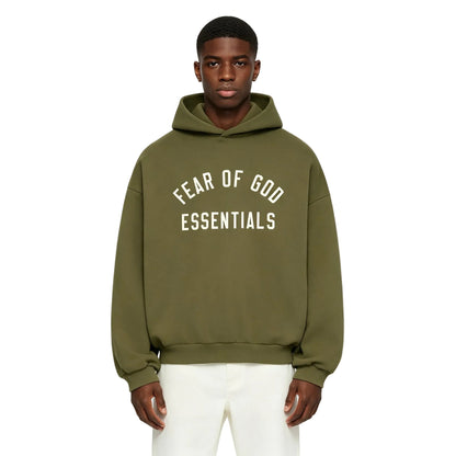 Fear of God Essentials Fleece Hoodie Military - AFewVibe