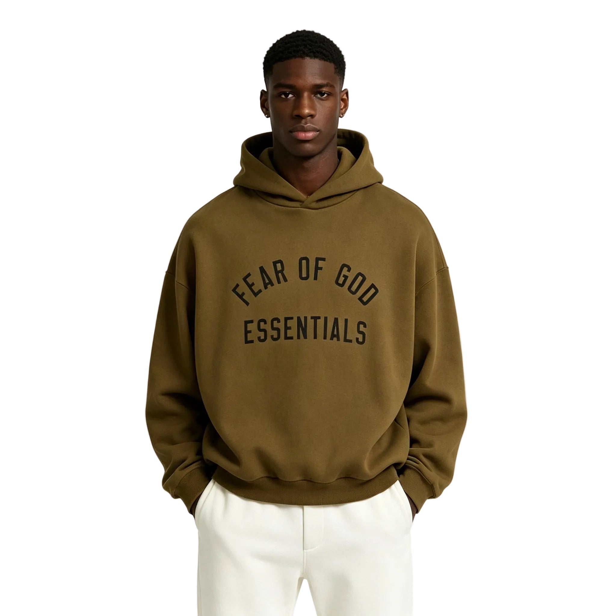 Fear Of God Essentials Fleece Hoodie Olive – AFewVibe