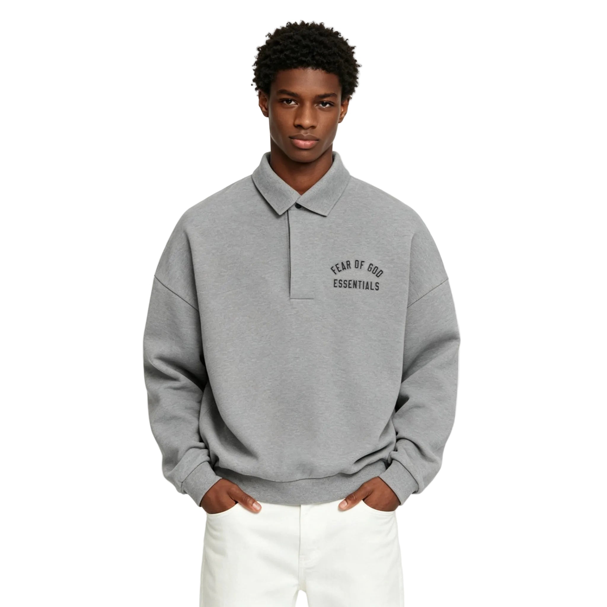 Fear of God Essentials Fleece Polo Dark Heather - AFewVibe