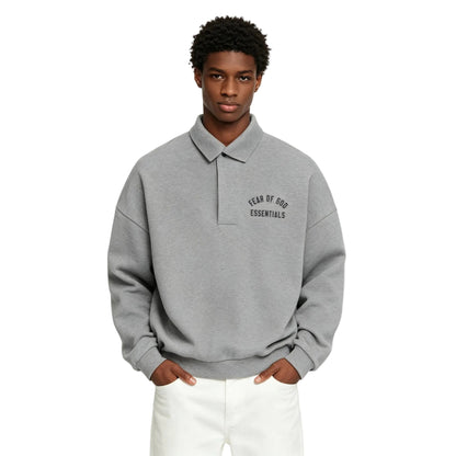Fear of God Essentials Fleece Polo Dark Heather - AFewVibe