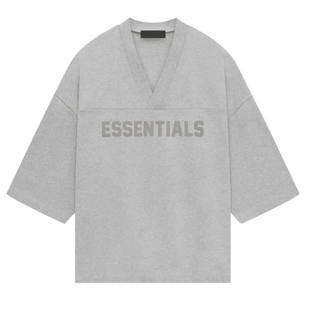 Fear Of God Essentials Heavy Jersey Football Tee Light Heather Grey - Afewvibe