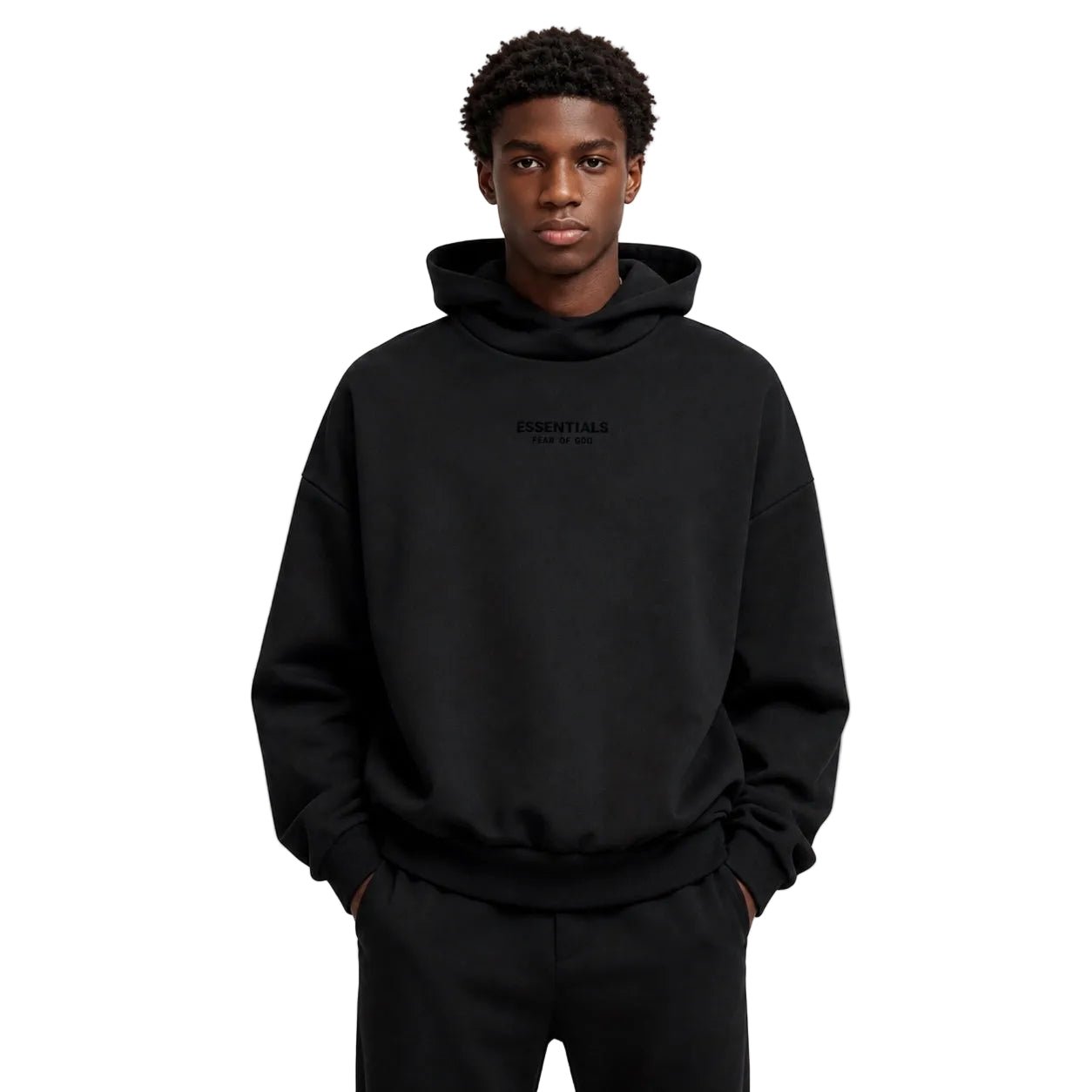 Fear of God Essentials Hoodie Jet Black FW23 - AFewVibe