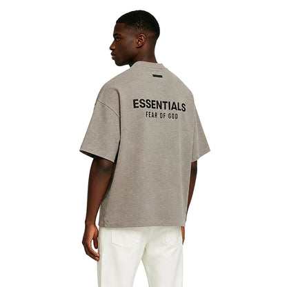 Fear Of God Essentials Jersey Crewneck Tee Heather Grey - AFewVibe