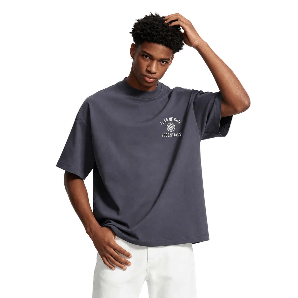 Fear Of God Essentials Jersey Crewneck Tee Marine - AFewVibe