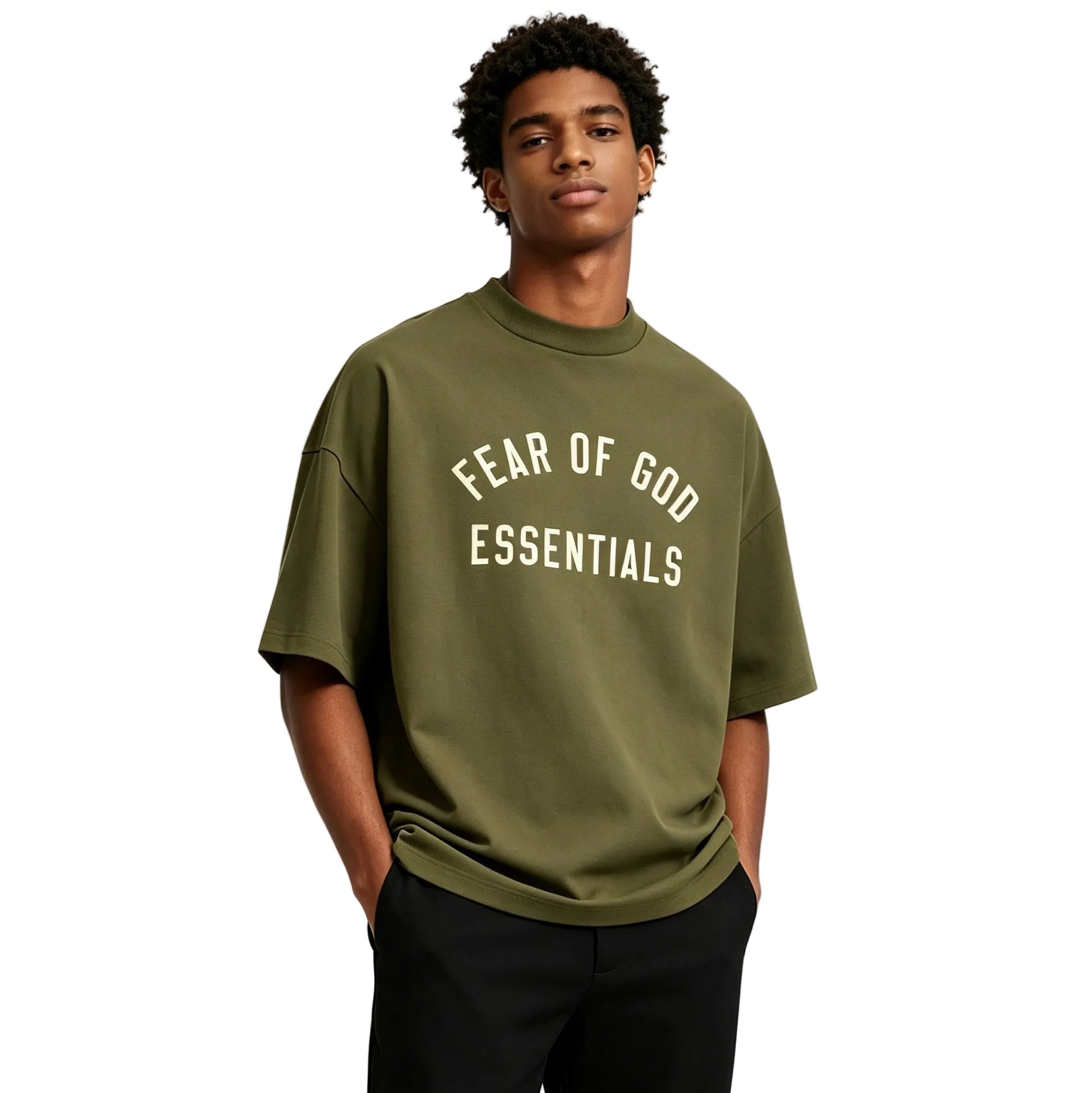 Fear of God Essentials Jersey Crewneck Tee Military – AFewVibe